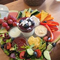 "Veganes Frühstück", huge plate loaded with vitamins. Maybe better share it with two persons. at Cafè 66 in Stralsund