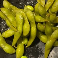 Boiled edamame with salt  at Yokoso in Pordenone