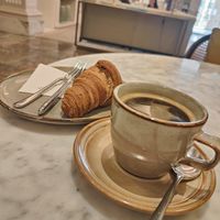 Croissant and coffee at Josephine's Coffee in Attard