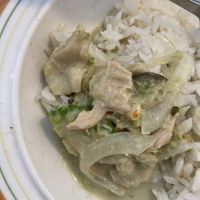 Close up of the imitation/substitute chicken made from pressed beans   at Go Thai - 고타이 in Seoul