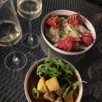 Potato dumplings with red cabbage (unreal) & tomato aubergine stew with roasted potatoes   at Lendav Maaler in Tallinn