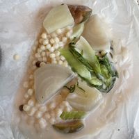 Main - Papillote of baked white beetroot, green figs, coconut milk & marigold  at Hide in London