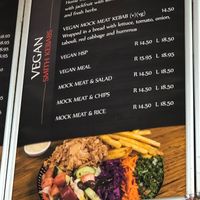 Listing of vegan meal options.  at Smith Kebabs in Collingwood