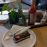 Bounty raw desert and black matcha at Black Coffee in Olomouc