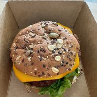 I thinks they called it the Vicksburger - I called it delicious !  at The Squeeze Juice Bar and Vegan Eatery in Vicksburg