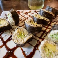 This is the vegan sushi. The waiters told me they'll be removing it from the menu. at Fit Choices in Cartagena