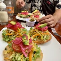 Vegan salbutes  at Restaurante Los Arcos in Izamal