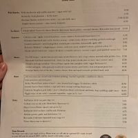 Menu at The Mill in Haslemere