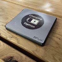 Wireless charging spots on the tables   at Natoo in Frankfurt