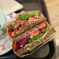 Beetroot Falafel sandwich at Natoo in Frankfurt