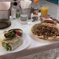 Palestinian wrap & mushroom msakhan  at Vegan Spectrum مطبخ الطيف النباتي in Amman