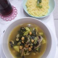 Green stew with rice at Vegan Spectrum مطبخ الطيف النباتي in Amman