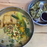 Veggie soup w/tofu and vegan mandu  at K-POP Ramen Shop in Dallas