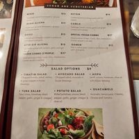 Vegan section on menu at ETHIOERITREA RESTAURANT in Syracuse