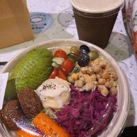 Avocado salad, Earl Grey milk tea with soy milk at Chick Peace - Shinsegae Jung-gu in Seoul