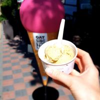 Pistachio flavored oatside the box vegan ice cream (one serving) at Tiks coffee & bistro in Palanga