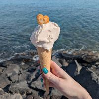 Banana ice cream cone at Agrigelateria in Lanzarote