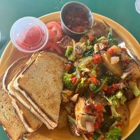 Sunshine Day Dream with sourdough toast and a side of salsa. at Grateful Bread Bakery in Pacific City