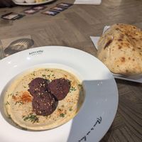 Focaccia and hummus with beetroot falafel at Artcaffé in Nairobi
