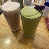 Vegan avo smoothie and strawberry juice  at Avocado in Cusco