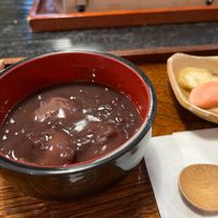 New sweets! Kibi Oshiruko. Very tasty! at Shikinosato  in Ninohe