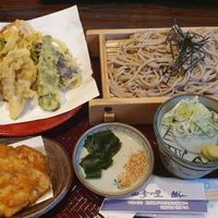 Vegan tempura and soba set at Shikinosato  in Ninohe