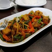 Vegan Sweet Basil Stir Fry w/tofu & cashews at Thai Metta in Fort Wayne