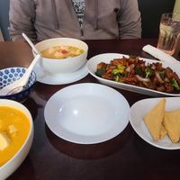 Left to right: mango curry, Tom yum soup,  ginger garden, and fried tofu appetizer at Thai Metta in Fort Wayne