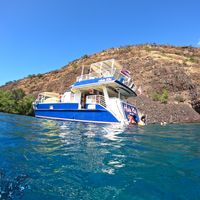 Awesome ladders for exiting and entering the boat after snorkeling   at Fair Wind in Kailua Kona