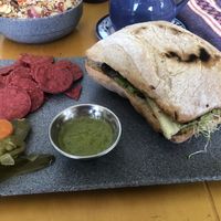 Chapata with mushrooms and veggies  at Tata Mia in Bucerias