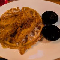 Vegan chicken and waffles at Lucky's Taproom and Eatery in Dayton