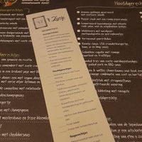 Vegan menu (dutch) at 't Zusje in The Hague