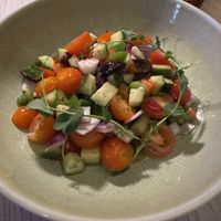 The Greek salad - missing the vegan feta or soy curds.  #Veganuary at Braidwood in Whistler