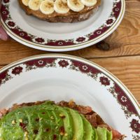 Avocado toast and banana and peanut butter toast  at Earthlings in Newcastle Upon Tyne