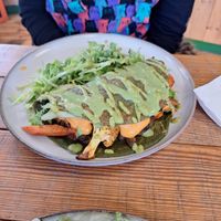 Vegan monglet with charred vegetables and sauce. at Earthlings in Newcastle Upon Tyne