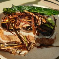 Mushroom + leek on sourdough toast $25.50 at Nabo in Kingsville