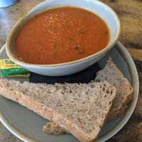Tomato soup (don't make my mistake, ask for no butter!) at Cafe 1496 in Forres