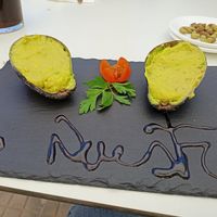 Aguacates rellenos de guacamole at Lo Nuestro in Olvera
