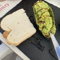 Guacamole stuffed avocados (you get 2 halves, I ate the first one before the picture!)  at Lo Nuestro in Olvera