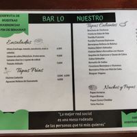 This is the menu at Lo Nuestro in Olvera