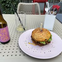 Kombucha & “sloppy” burger   at Rai Urban Vege in Belgrade
