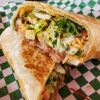 Make shift burrito 🌯 (rice,  beans,  pico, potatoes, and cilantro) at Taqueria Jessica in Austin