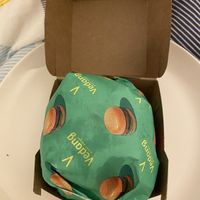 The burger was delivered wrapped  at Vedang - green burger | P- Berg in Berlin
