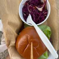 Veggie burger and slaw at Frenchmen Street Food in Gainesville