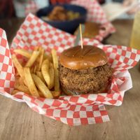 Not on the menu, ask for this thicc delish chikun sammie, seitan   at Frenchmen Street Food in Gainesville
