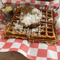 Chick’n and waffles   at Frenchmen Street Food in Gainesville