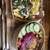 Vegan fries + vegan salad   at Frittenwerk - Friedrichstraße in Berlin
