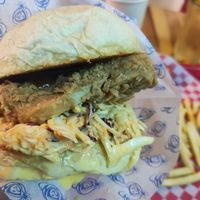 Burger with coleslaw, delicious! at Stankov - Chapinero in Bogota