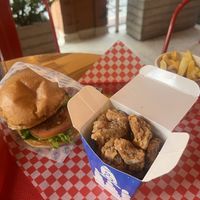 Astro burger, chicken bites and fries  at Stankov - Chapinero in Bogota