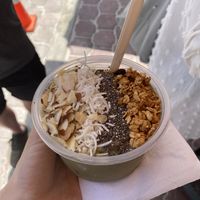 Smoothie #2 with spinach and toppings  at Mi Ensalada Isla Mujeres in Isla Mujeres